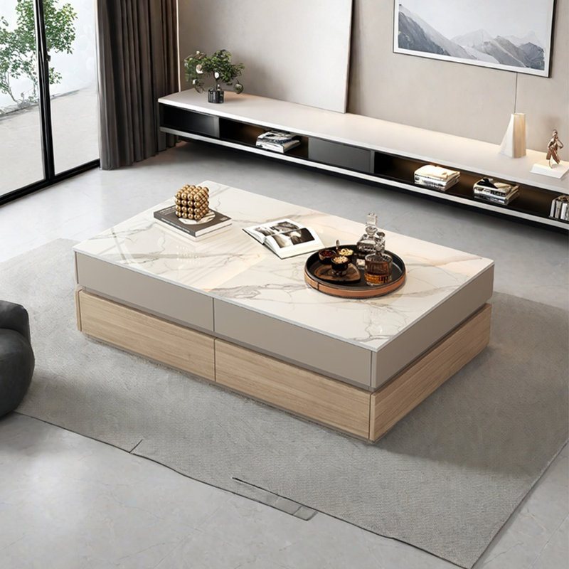 Table rectangulaire simple, H 17,7 po x L 55,1 po x l 27,6 po, Beige