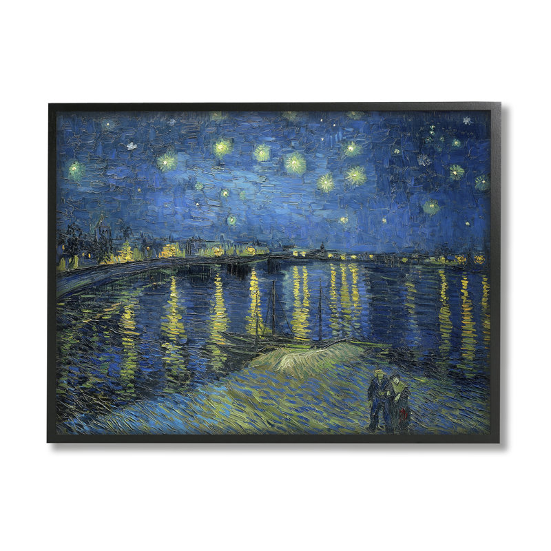 «Starry Night over Rhone Classic» par Vincent Van Gogh - Peinture, Giclée encadrée noir minuit, H 11 po x l 14 po x P 1,5 po