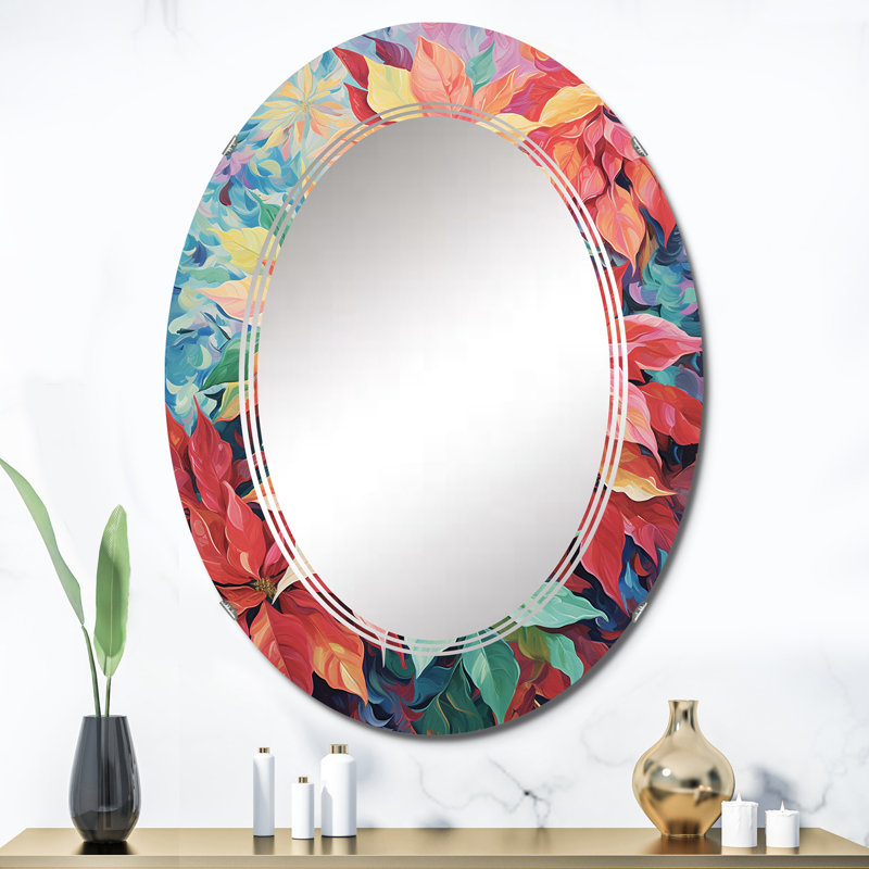 Daphnis - Miroir mural floral ovale, 36 po x 24 po