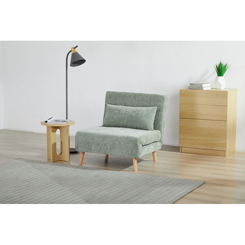 Modern Convertible Sofa Bed, Solid Pine Wood Frame & Skin-Friendly Sage Green Fabric, High-Resilience Sponge, Daybed for Living Room, Guest Room, Apartment