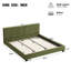 Structure de lit en velours, lit plateforme tapissier avec tête de lit capitonnée incurvée, coins carrés doux, vert olive