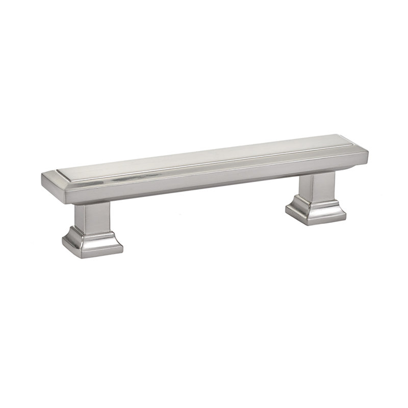 Geometric Brass 4" Center to Center Bar Pull, Satin Nickel, 4"