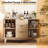 Large Fluted Buffet Cabinet with Storage,47.2" Modern Sideboard Buffet,Wood Farmhouse Coffee Bar Kitchen Storage Cabinet-1313920410
