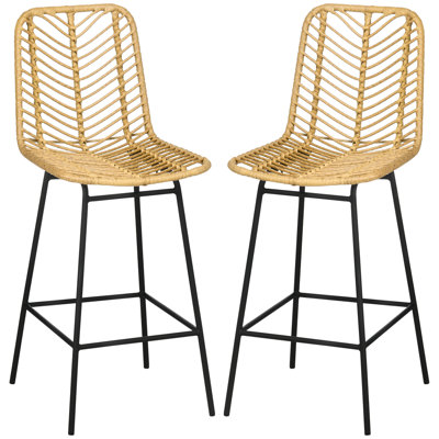 Rattan Bar Stools Set Of 2