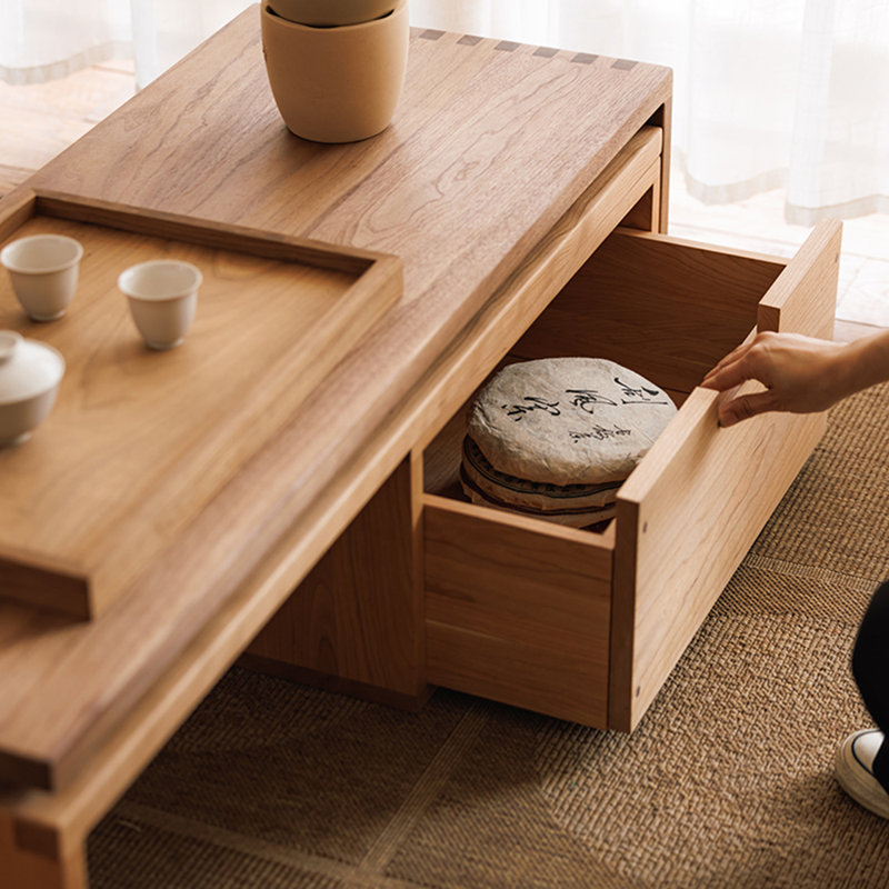 Table basse en bois massif Wabi-sabi