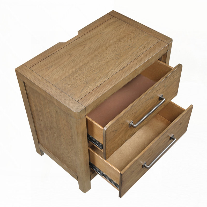 Table de chevet 2 tiroirs avec prises USB