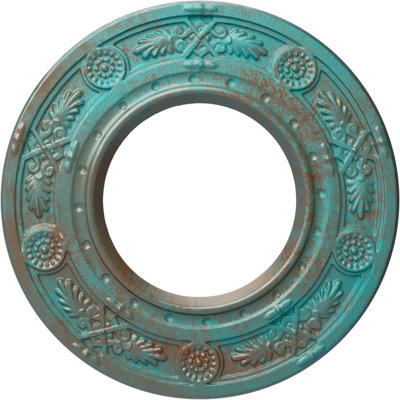 Endurathane Daniela Ceiling Medallion, 8"OD x 3 7/8"ID x 1/2"P (Fits Canopies up to 3 7/8"), Hand-Painted Copper Green Patina Finish