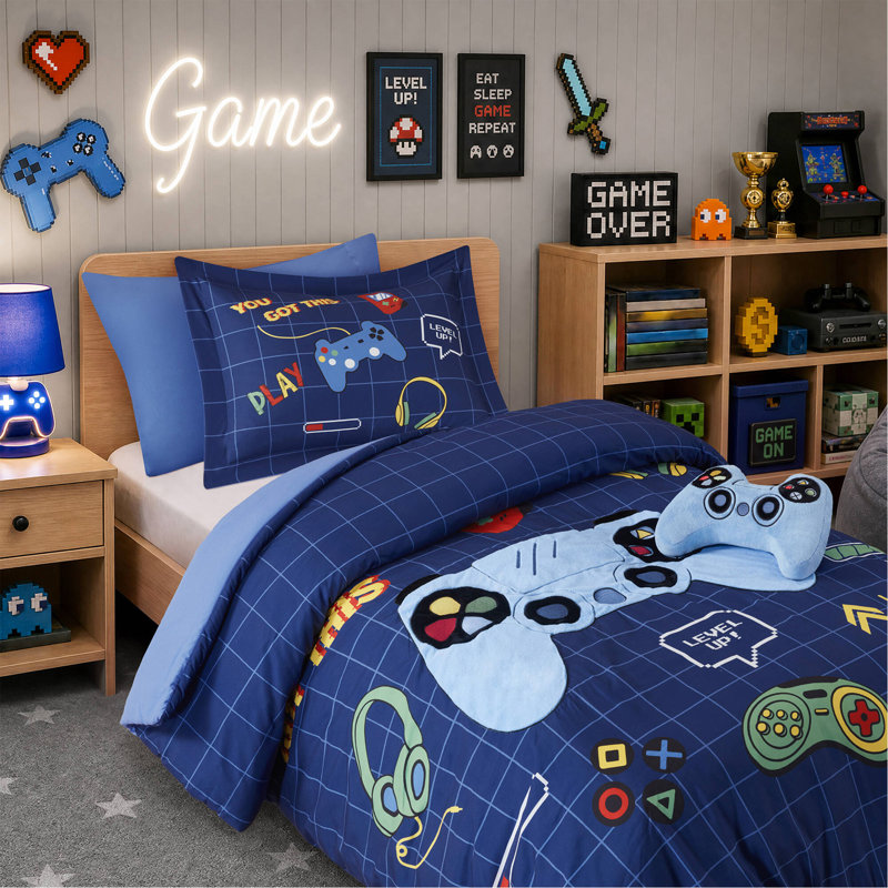 4-Piece Twin Comforter Set,Navy
