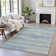 Machine Washable Indoor/Outdoor Xhevrie Teal Rug
