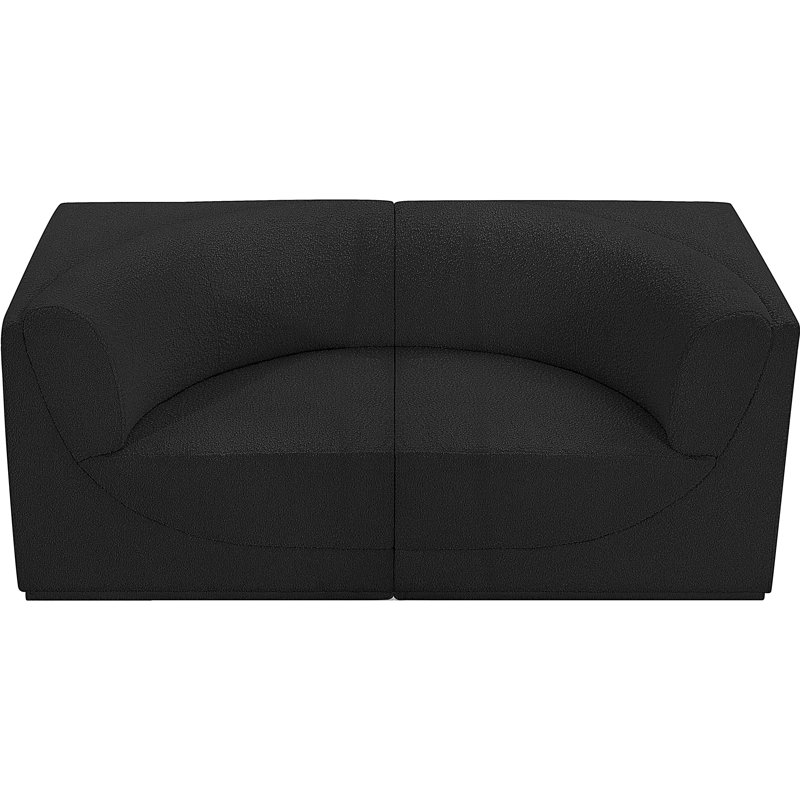Ollie 68" Upholstered Sofa, Black Boucle Fabric