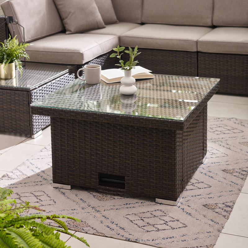 Miacomet PE Rattan Rising Garden Coffee Dining Table - Modern Gardens and Patios, Brown