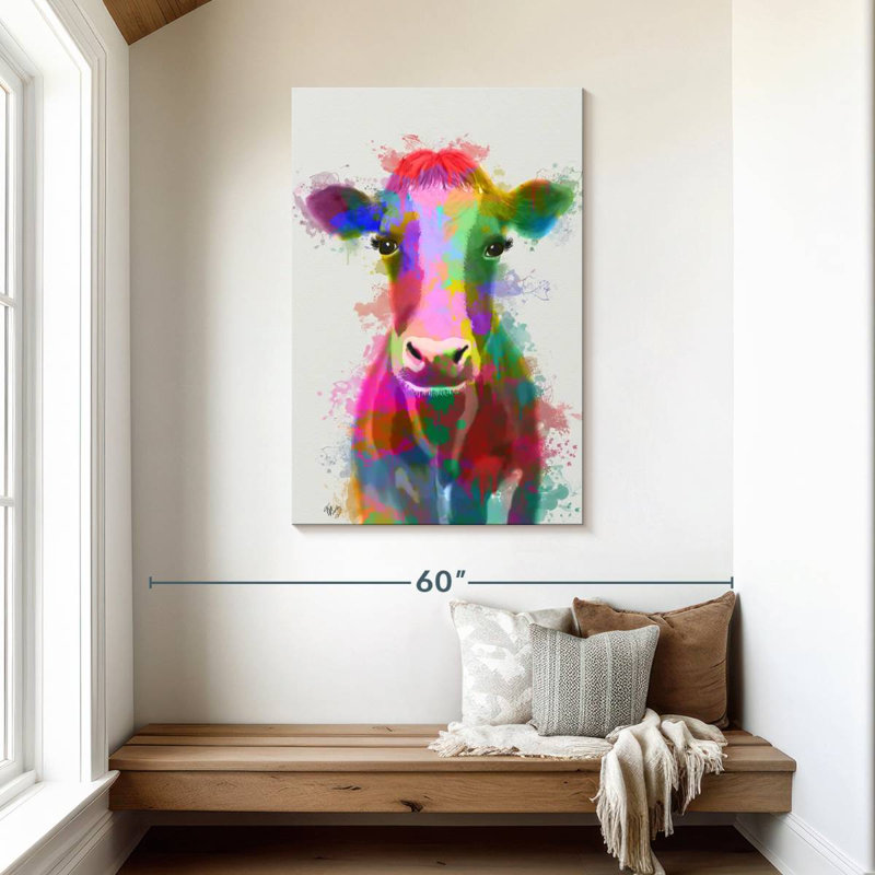 Brampt Rainbow Splash Cow, 45" H x 30" W