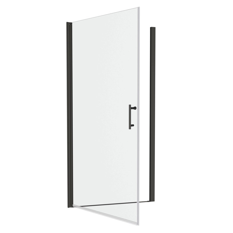 36"-37"W 3/8" Adjustment,Universal Pivot Shower Door, Open Outside, With 1/4" Tempered Glass Finish, Black
