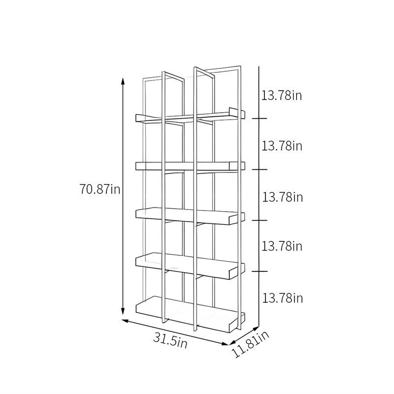 Iron Frame Acrylic Bookshelf - Sturdy Display Unit, White/Orange