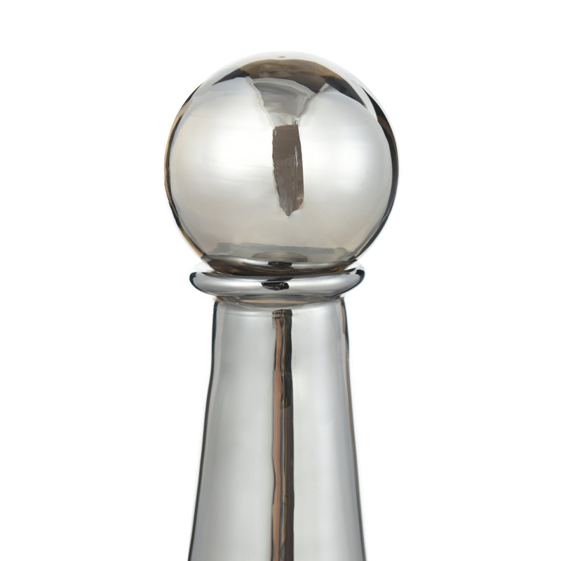 Austin Allen James - Elisias Plated Glass Vase - 18"H, Smoke Gray