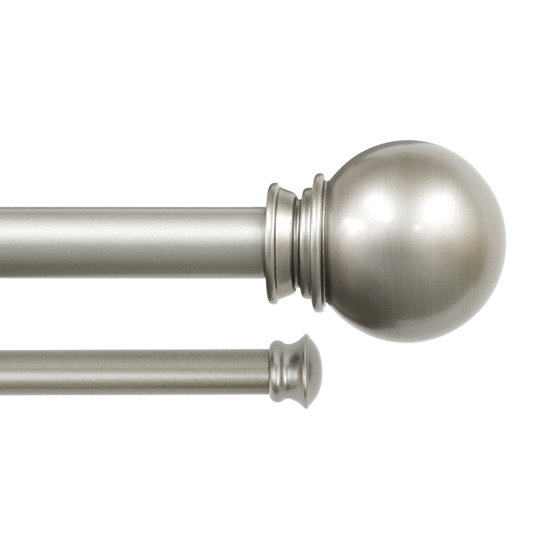 Tringle à rideaux double réglable 42 "à 120" Havsa, Nickel brossé