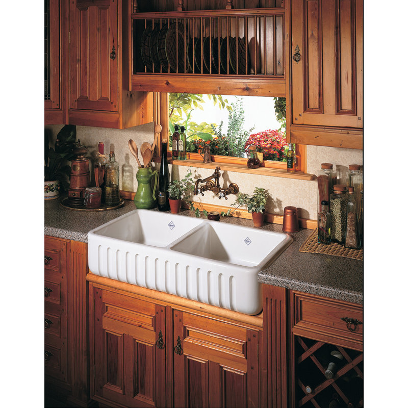 31" Ribchester Double Bowl Apron Front Fireclay Kitchen Sink