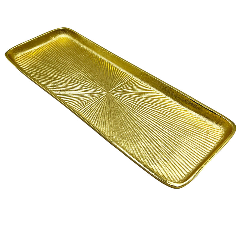 Nellir Tray, 1" H x 14.75" W x 5.5" D, Gold
