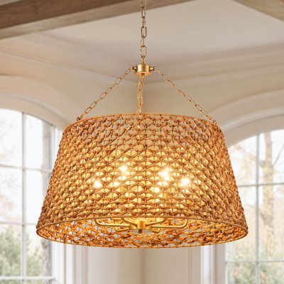 Southhampton 6-E26 Light 29.92 inch Oversize 40W Rattan Pendant Light Farmhouse Woven Dome Wicker Pendant Light