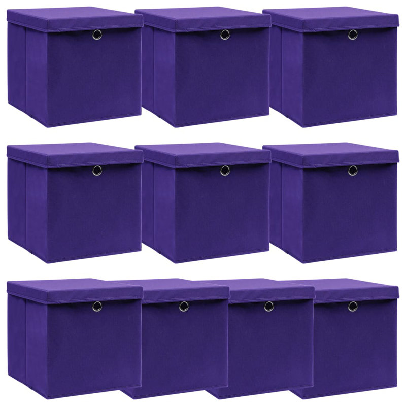 Storage Boxes with Lids Fabric, 32cm H x 32cm W x 32cm D, Purple