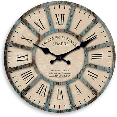 Large Wall Clocks Battery Operated 20 Inch Farmhouse Clock For Living Room Wood Rustic Wall Clock Silent Non Ticking(No Solid Wood, It Is With MDF)