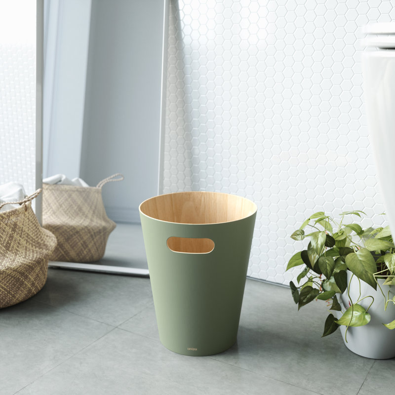 Woodrow Small Bin – Open Wood Wastebasket for Office, Bedroom, Bathroom, 2.25 Gallons (7.5 L), Spruce