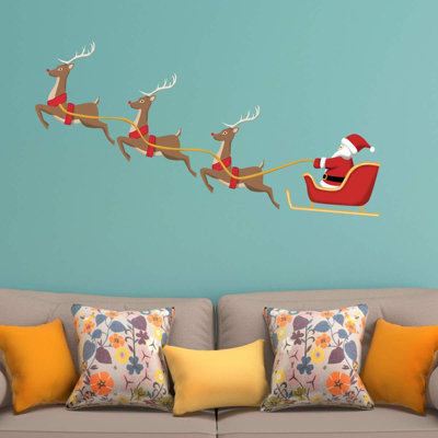 Décalcomanie murale renne père noël