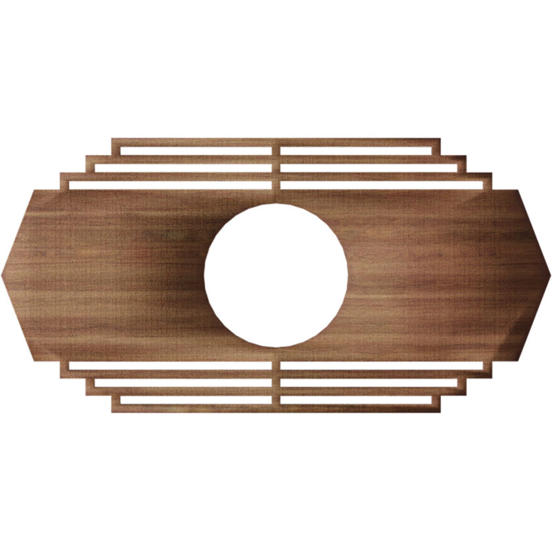 Médaillon de plafond en bois Chrysler, Noyer, H 15 po x l 30 po x P 0,38 po