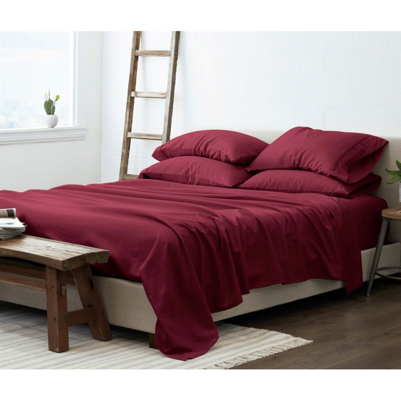 Luxury Rayon from Microfiber Sheet Set, Queen Sheet Set + 1 Fitted Sheet + 4 Pillowcases, Brick Red