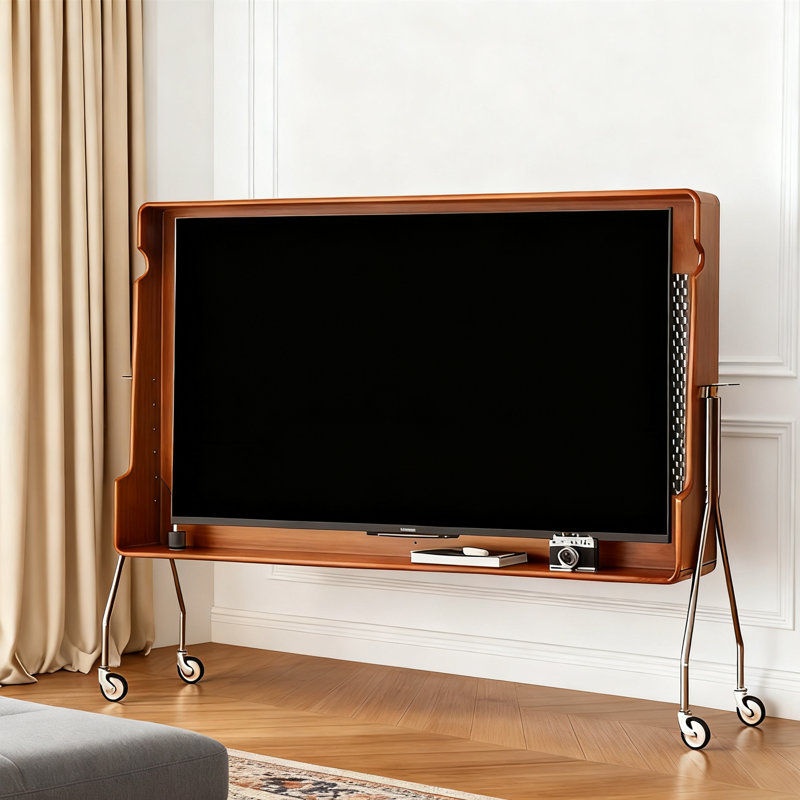 Meuble télé Mid-Century moderne, H 54,3 po x L 62 po x l 17,3 po