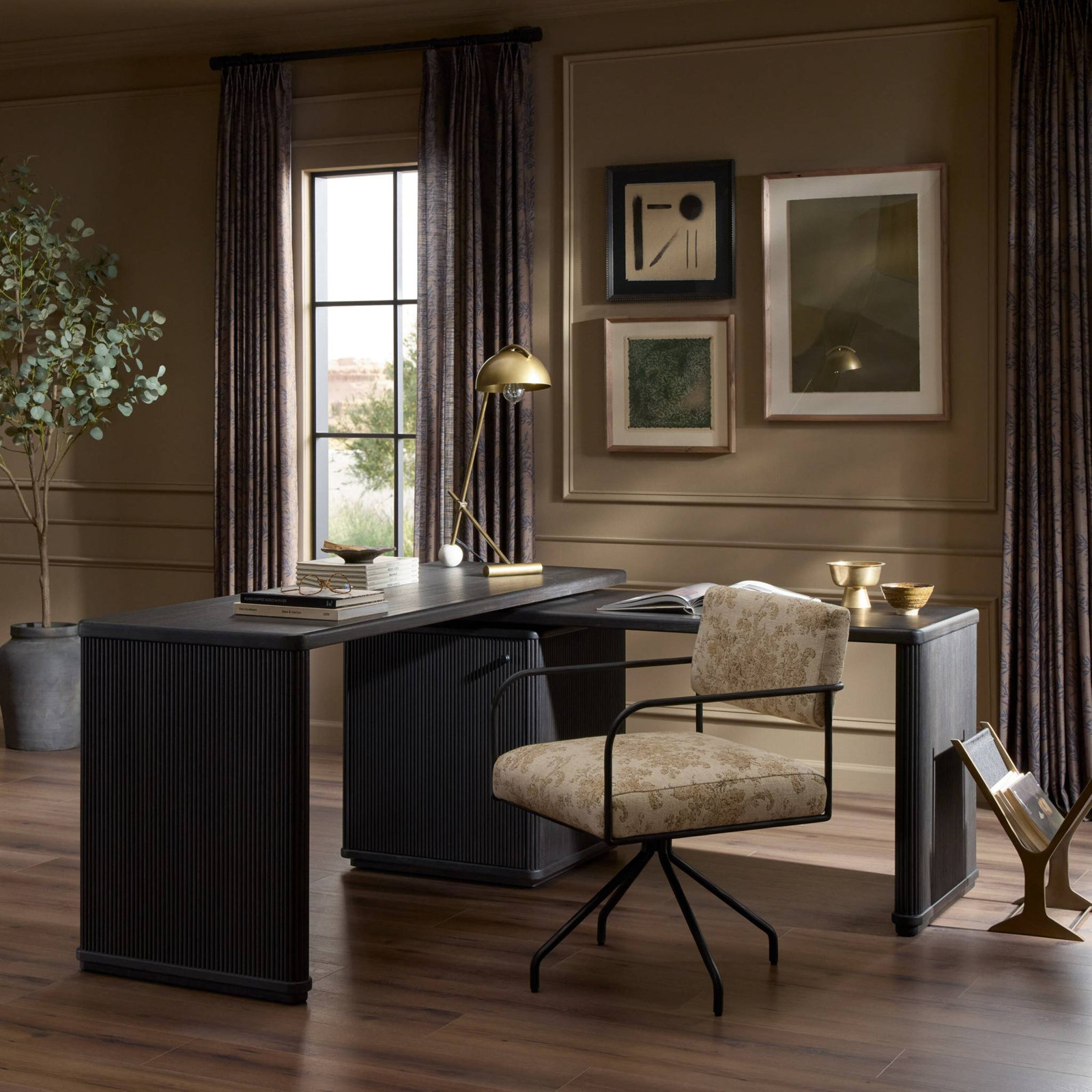 Weston Rotating Desk-Black Parawood