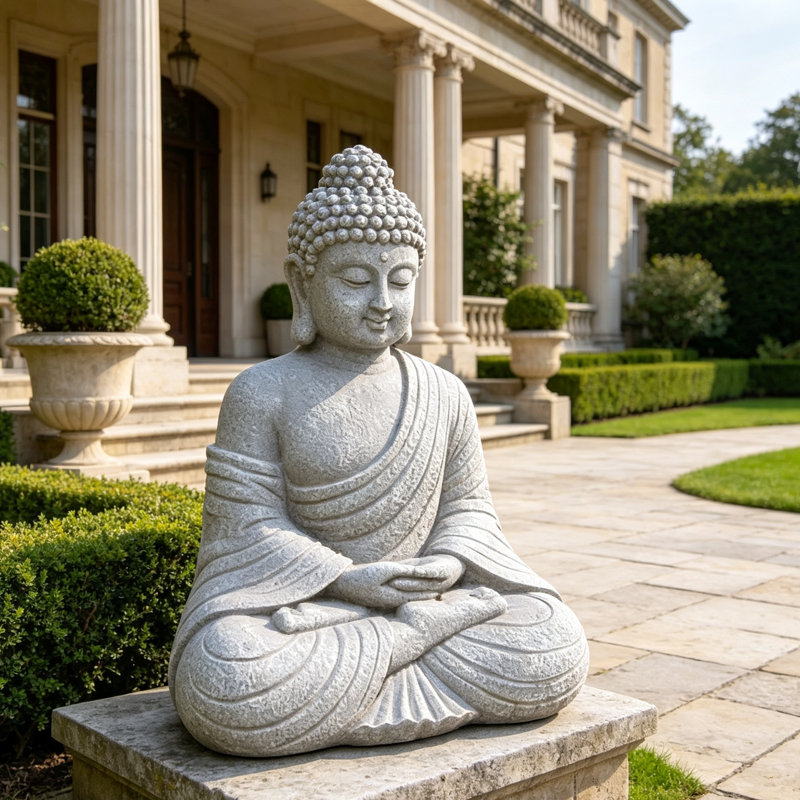 Weatherproof Zen Sitting Buddha Statue for Indoor & Outdoor Decor