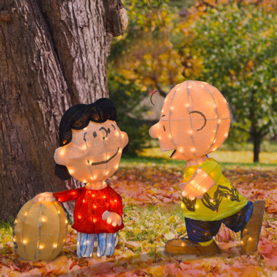 Ensemble de deux Peanuts 3D de 32 po pré-éclairées avec football et Charlie Brown
