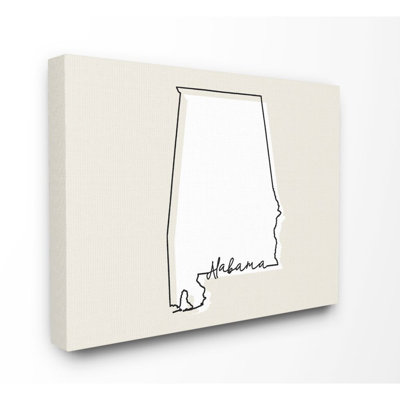 «Alabama Home State Map Neutral Design», impression sur toile