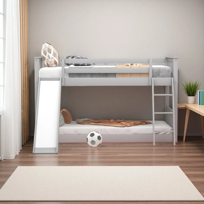Lit avec glissière convertible et échelle, Gris