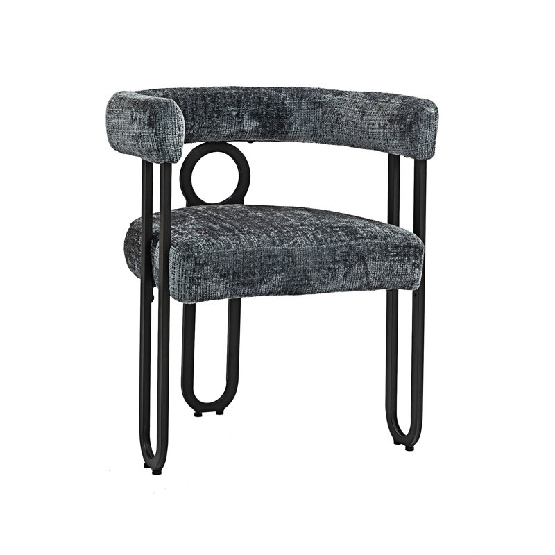 Upholstered accent chair barrel side chair set of 2, Gris chenille