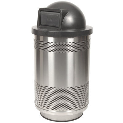 Stadium Series Perforated Metal Steel Swing Top Kitchen Trash Can - 55 Gallons