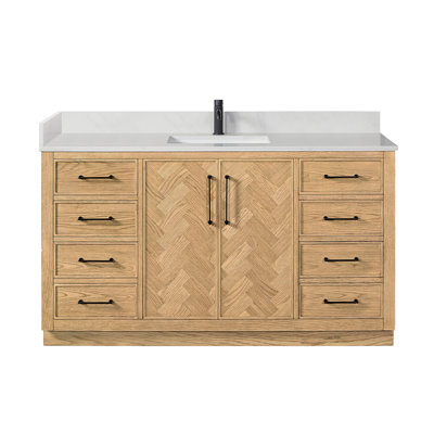 Jakarta 60" Single Bath Vanity with Silk White Quartz Stone Top
