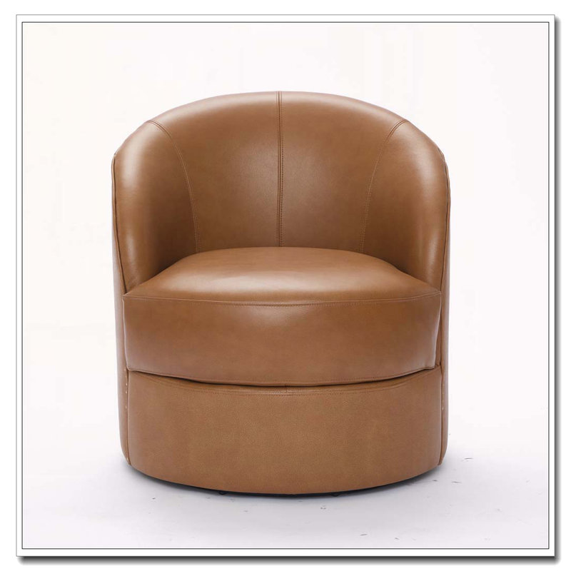 Fauteuil d'appoint pivotant en cuir, Marron clair