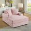 Canapé Comfy en velours côtelé rose avec 2 coussins décoratifs et repose-pieds