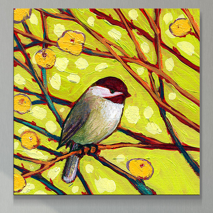 « oiseau v » par jennifer lommers,, reproduction d’art sur toile tendue, H 18" x l 18" x P 1"