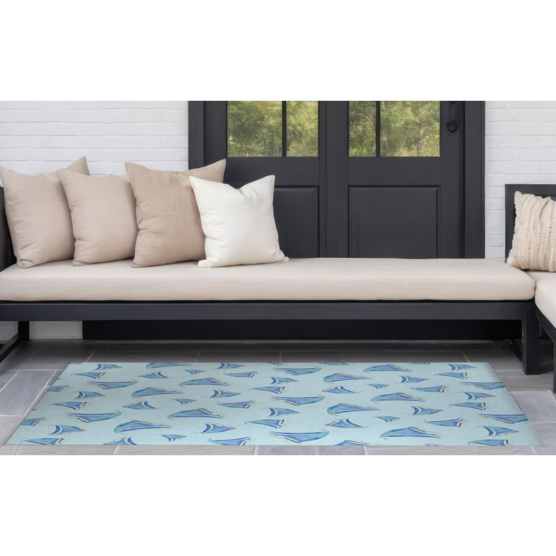 Summer Sailboats Outdoor Rug, Rectangle 5' x 7'