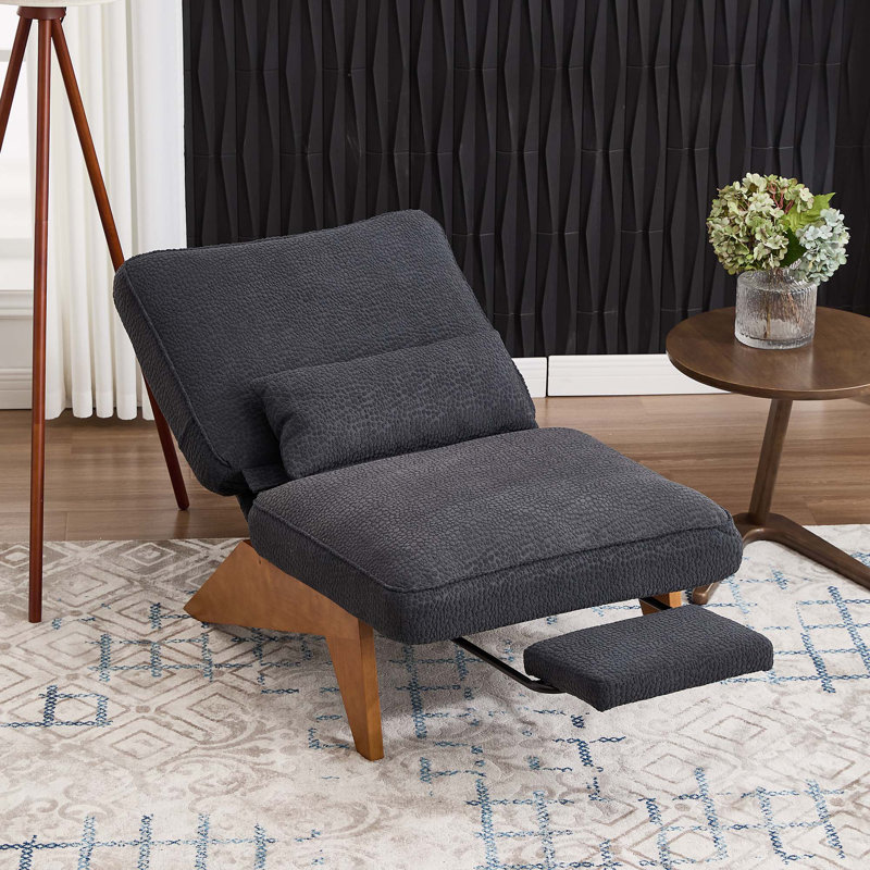     Fauteuil d'appoint sans accoudoirs avec repose-pieds réglable, méridienne avec dossier réglable, fauteuil de lecture pour salle de lecture, salon, appartement, bureau-gris