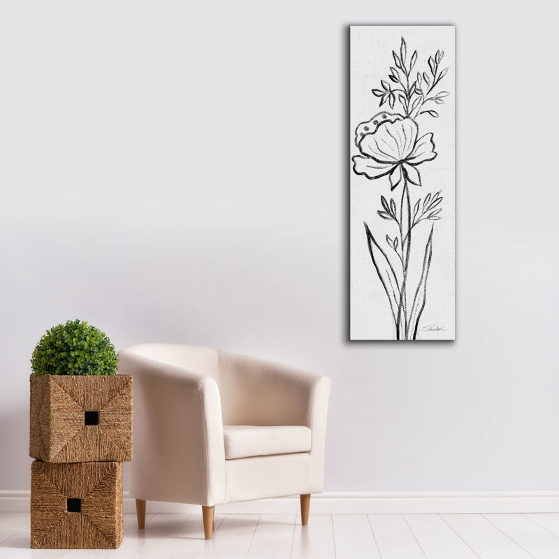 Toile épique «Black Floral 3» par Silvia Vassileva, 20 po x 60 po
