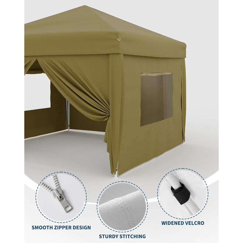 10x10Ft Pop up Canopy Sidewalls, 4 Piece, Brown