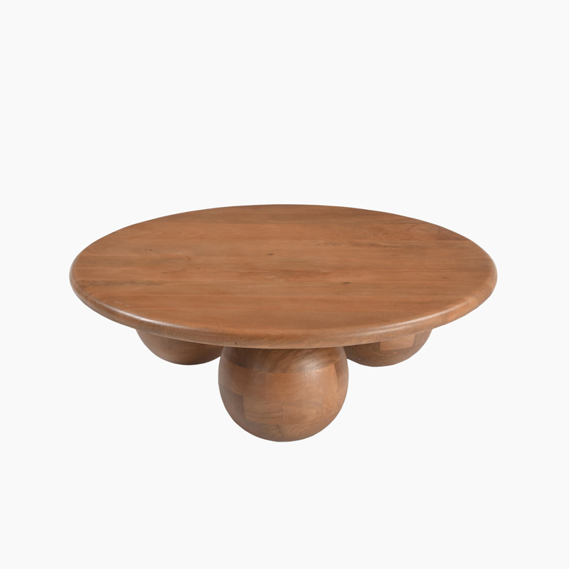 Solid Wood Three Leg Coffee Table, Walnut