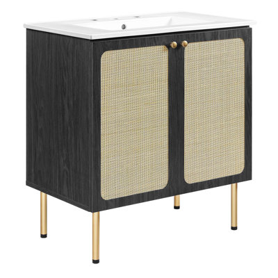 Modway Chaucer 30'' Single Bathroom Vanity with Wood Top
