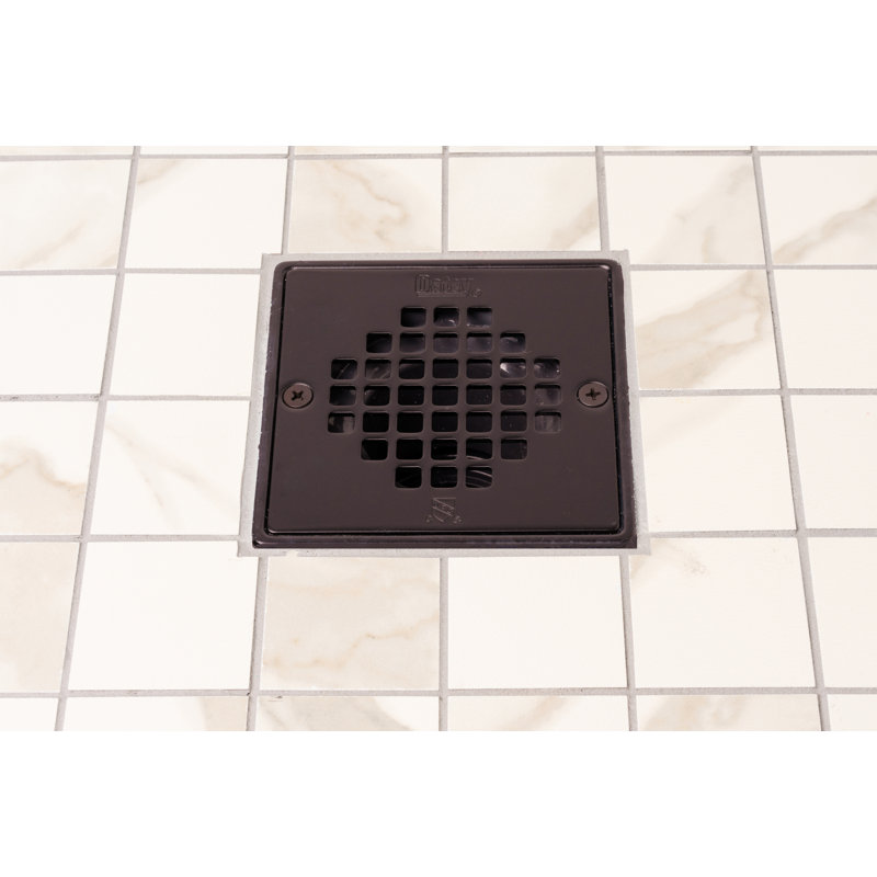 Baril de drain carré en PVC 2 po et crépine à vis en bronze huilé avec anneau, Bronze huilé