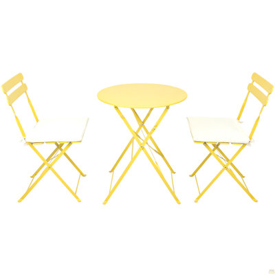 Ensemble 3 pièces de chaises bistro et de patio bistro Metail - Jaune