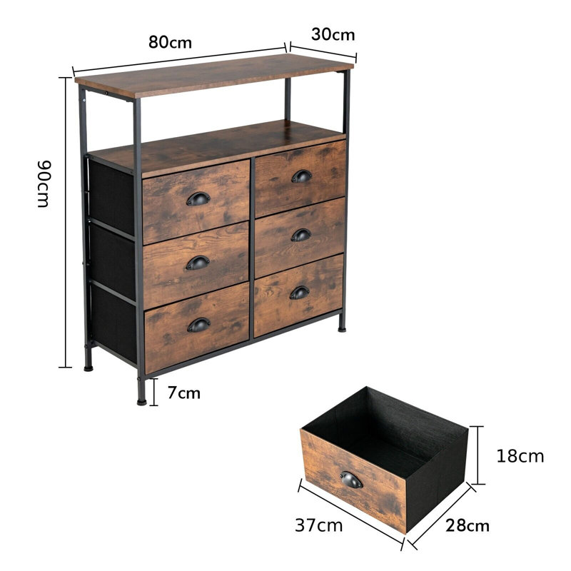 Saquia 80cm W 6 - Drawer Chest of Drawers